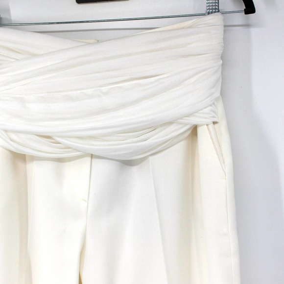 Burberry Optic White Sash Waist Trousers 8 NEW Wool Pleated 40 - Picture 4 of 8